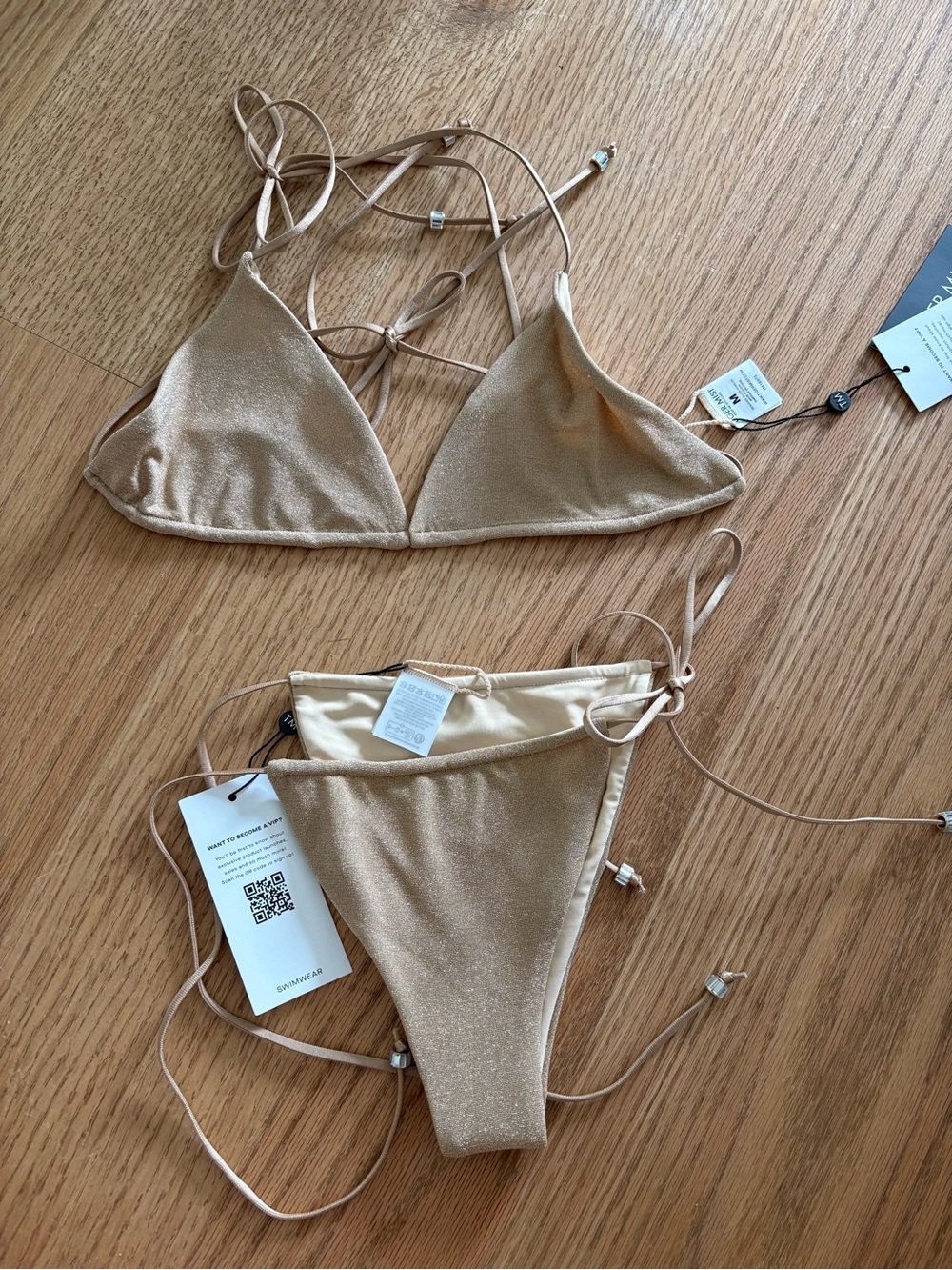Tiger Mist Shimmery Beige Tie-Side Bikini - Picture 3 of 4